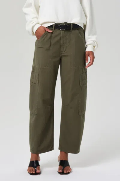 Citizen Of Humanity Marcelle Low-slung Cotton Cargo Pants In Green