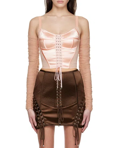 Dolce & Gabbana Lace-up Bodice Bra In Brown