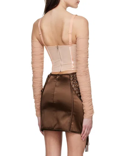 Dolce & Gabbana Lace-up Bodice Bra In Brown