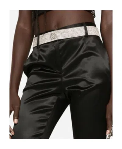 Dolce & Gabbana High-waist Crystal Mesh Belt In Gray