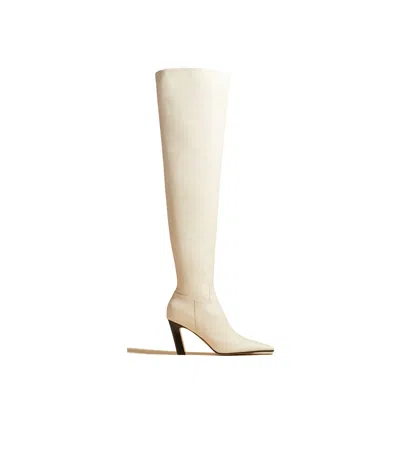 Khaite The Marfa 85mm Leather Boots In Neutral