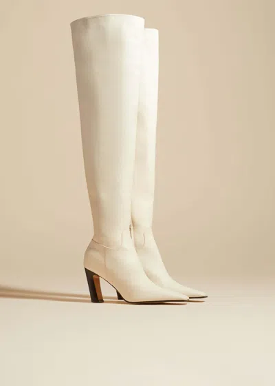Khaite The Marfa 85mm Leather Boots In Neutral