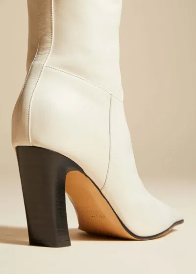 Khaite The Marfa 85mm Leather Boots In Neutral