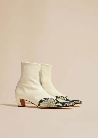Khaite Dallas Stretch Leather Ankle Boots In White