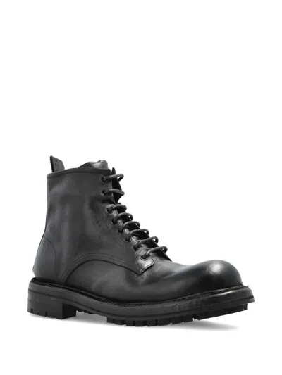 Dolce & Gabbana Leather Ankle Boot Chunky Sole In Multi