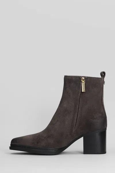 Michael Kors Lex Bootie High Heels Ankle Boots In Brown Suede In Brown
