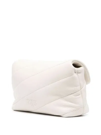 Pinko Baby Love Puff White Shoulder Bag With Diagonal Maxi Quilting In Leather Woman  In White