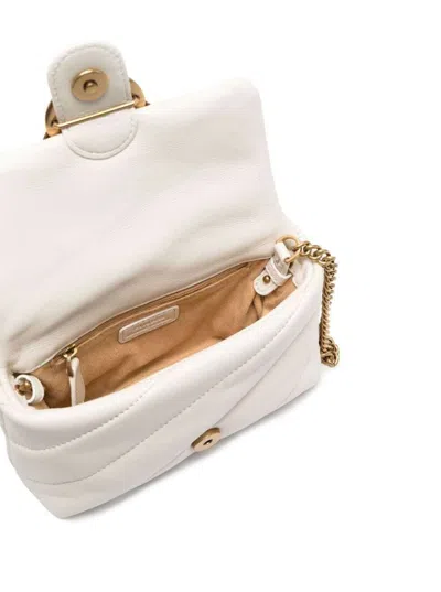 Pinko Baby Love Puff White Shoulder Bag With Diagonal Maxi Quilting In Leather Woman  In White