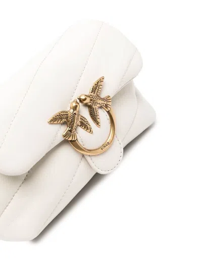 Pinko Baby Love Puff White Shoulder Bag With Diagonal Maxi Quilting In Leather Woman  In White