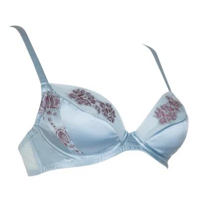 Emma Harris Women's Luxury Plunge Bra In Blue Silk In Multi