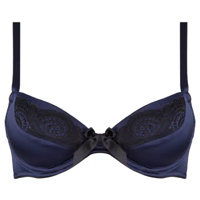 Emma Harris Women's Blue Signature Navy Padded Plunge Bra In Animal Print