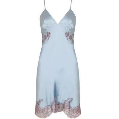 Emma Harris Women's Blue Luxurious Silk Sleepwear Chemise In Multi