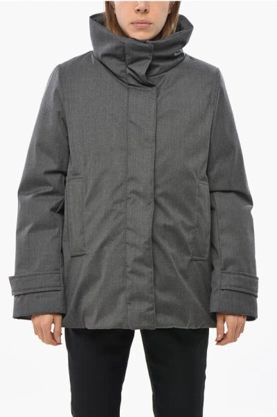 Aspesi Hooded Larry Down Jacket With Hidden Closure In Gray