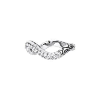 Vanimy Women's Silver Pavé Wavy Enamel Statement Stacking Ring In Silver