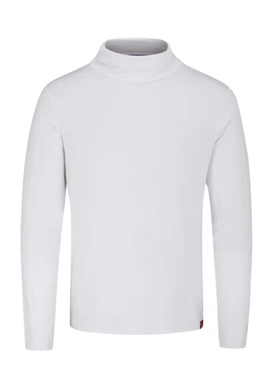 Arthur Beale Men's White  Bamboo Roll-neck Base Camp Layer - Natural In White