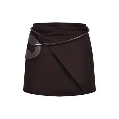 Bianca Resortwear Women's Brown Bruna Wrap Mini Skirt In Coffee In Brown