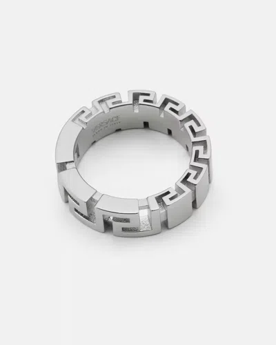 Versace Greek Pattern Ring In Silver
