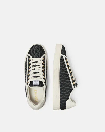 Versace Greca Jacquard Canvas Sneakers In Multi
