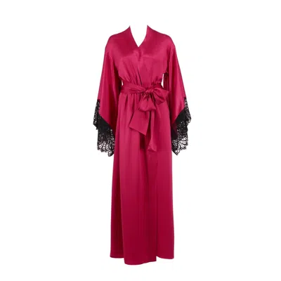 Emma Harris Women's Renée Raspberry Long Robe In Black
