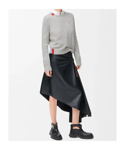 Loewe Anagram Embroidered Knitted Pullover In Neutral