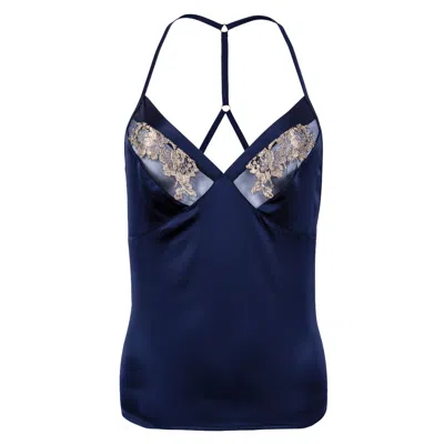Emma Harris Women's Blue Elsa Silk And Mesh Camisole In Blue