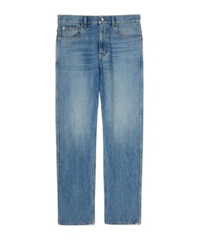 Gucci Straight Leg Faded Effect Five Pocket Trousers In Blue