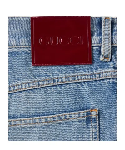 Gucci Straight Leg Faded Effect Five Pocket Trousers In Blue