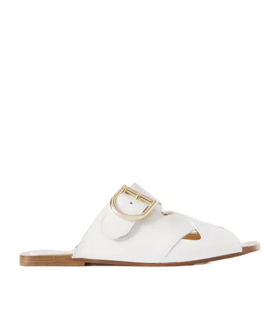 Dries Van Noten Buckle Slippers In White