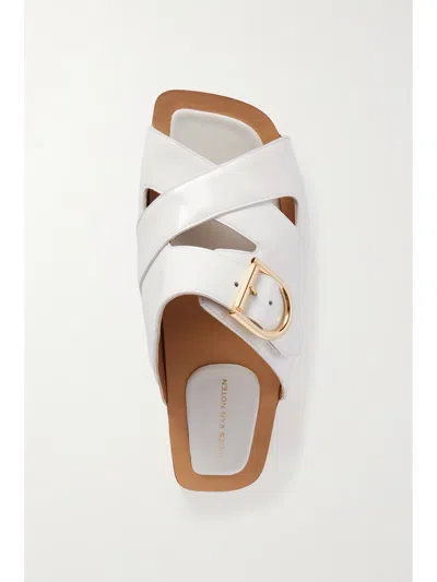 Dries Van Noten Buckle Slippers In White