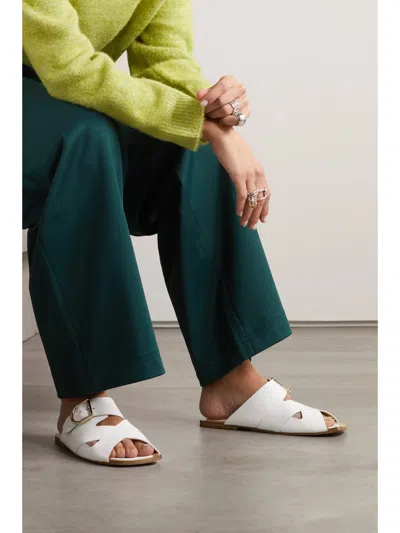 Dries Van Noten Buckle Slippers In White
