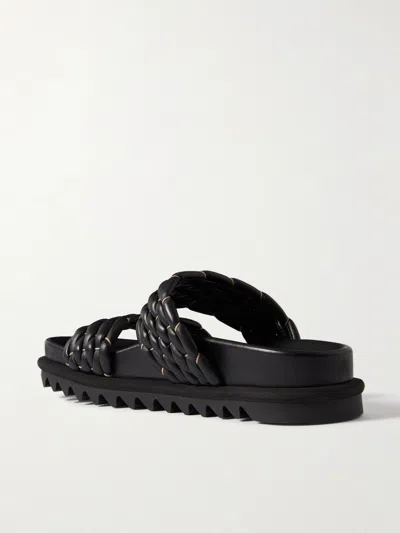 Dries Van Noten Woven Flat Sandals In Black