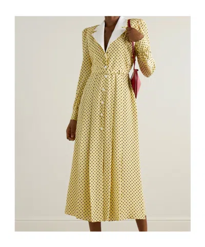 Alessandra Rich Belted Polka-dot Silk Midi Dress In Gold