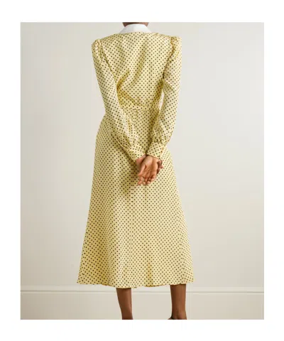 Alessandra Rich Belted Polka-dot Silk Midi Dress In Gold