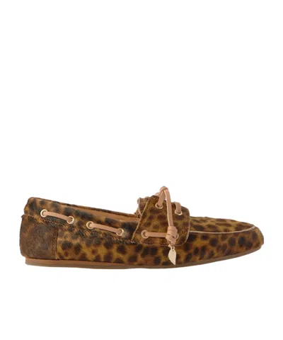 Ancient Greek Sandals Pliaria Leopard-print Leather-trimmed Calf Hair Boat Shoes In Animal Print