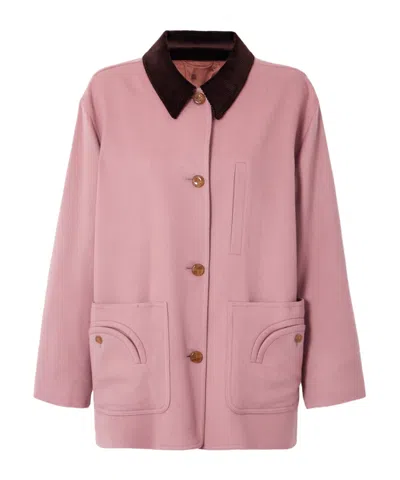 Blazé Milano Mystere Clelia Corduroy-trimmed Wool And Cashmere-blend Jacket In Pink