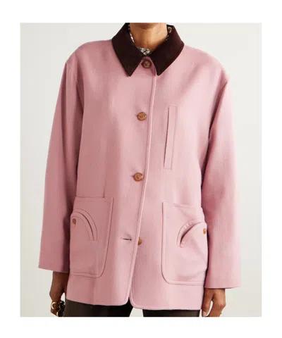 Blazé Milano Mystere Clelia Corduroy-trimmed Wool And Cashmere-blend Jacket In Pink