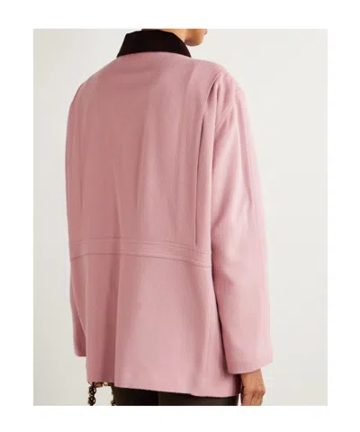 Blazé Milano Mystere Clelia Corduroy-trimmed Wool And Cashmere-blend Jacket In Pink