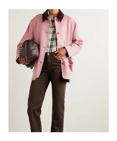 Blazé Milano Mystere Clelia Corduroy-trimmed Wool And Cashmere-blend Jacket In Pink