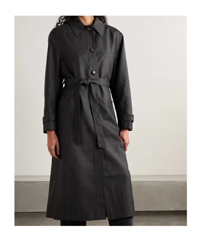 Blazé Milano Astoria Basoto Wool Trench Coat In Black