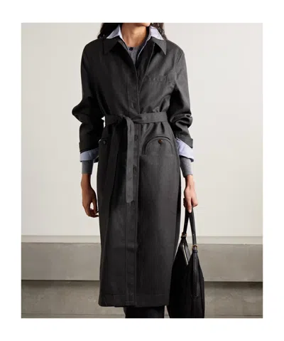 Blazé Milano Astoria Basoto Wool Trench Coat In Black