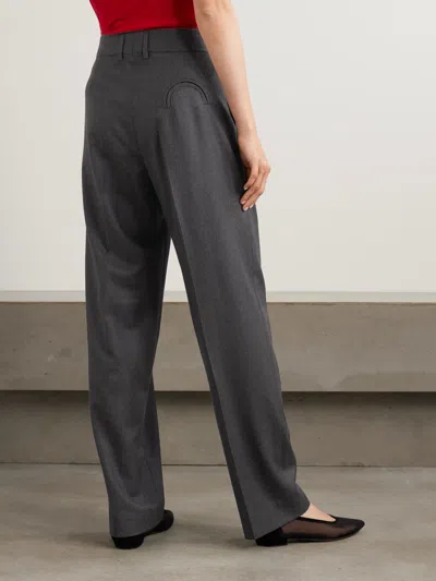 Blazé Milano Fox Pleated Wool-twill Straight-leg Pants In Black