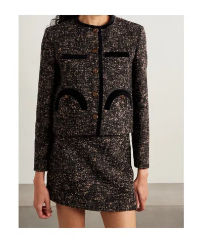 Blazé Milano Katara Embossed Trim-detail Blazer In Brown