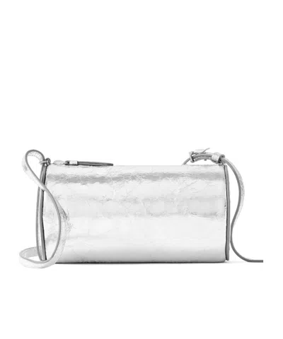 Proenza Schouler Silo Metallic Crinkled-leather Shoulder Bag In Silver