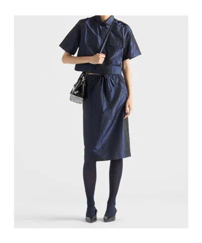 Prada Drawstring Midi Pencil Skirt In Multi