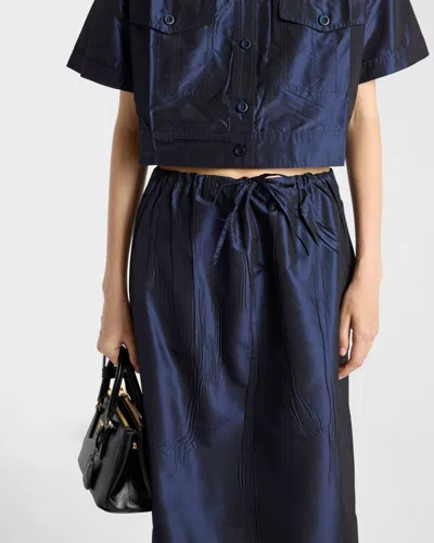 Prada Drawstring Midi Pencil Skirt In Multi