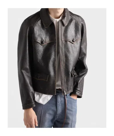 Prada Jacke Aus Nappa-leder In Multi