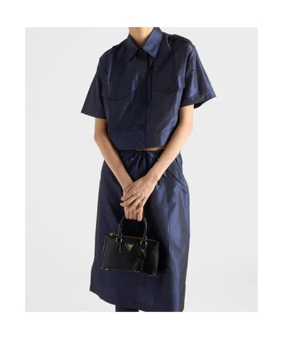 Prada Cropped Taffeta Shirt In Multi