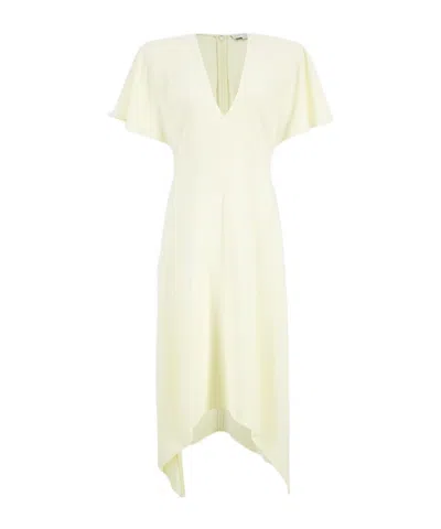 Stella Mccartney V-neck Midi Satin Dress In White