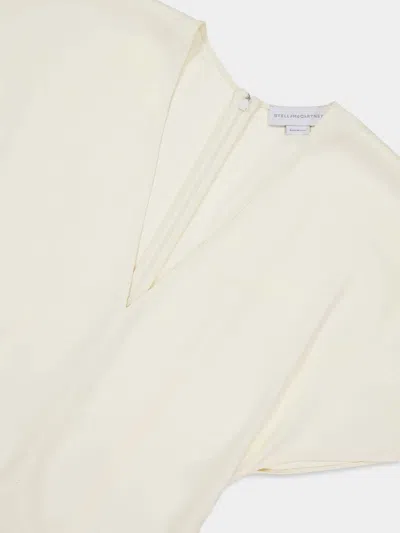 Stella Mccartney V-neck Midi Satin Dress In White