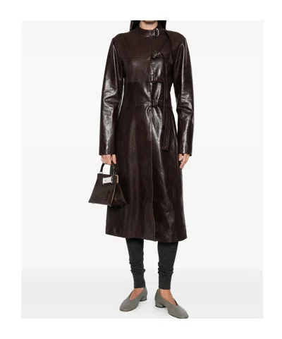 Paloma Wool Leather Outerwears In Brown